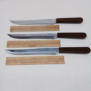 Vintage Cattaraugus Kitchen Slicing Knife Household Lot Of 3 w/Sheaths